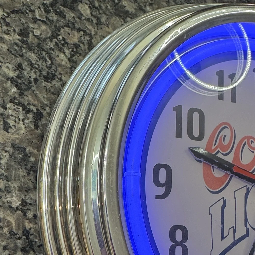Coors light beer neon light Wall Clock Silver Accents